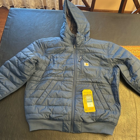 Carhartt Blue Puffer Jacket with Hood and Quilted Design - Picture 3 of 7